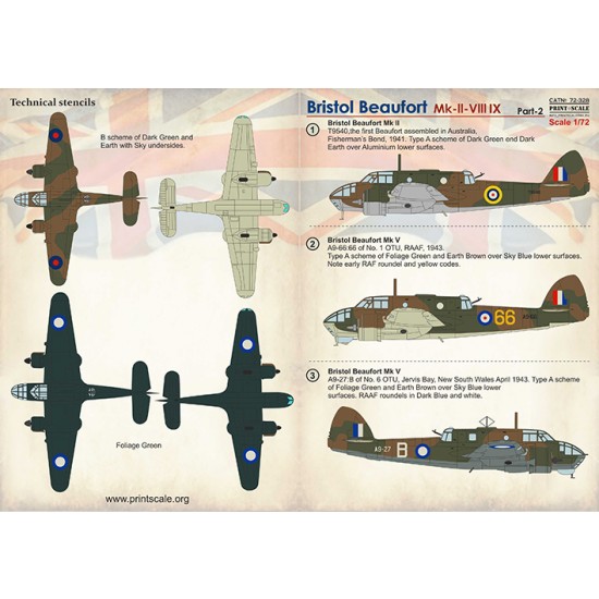 1/72 Bristol Beaufort Part.2 Decals (RAAF included)