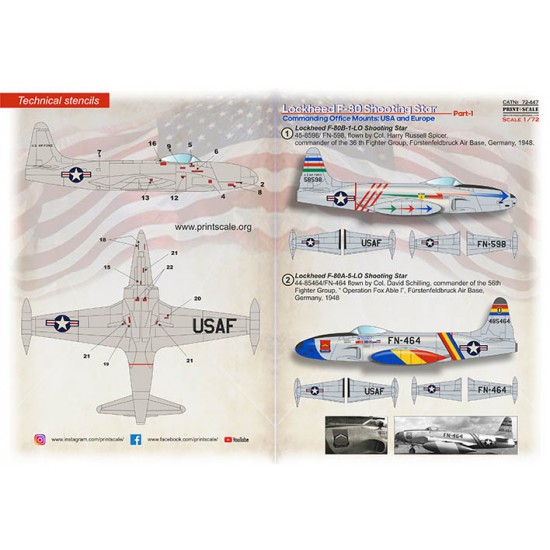Decals for 1/72 F-80 Commanding Office Mounts: US & Europe Pt 1 The Complete set 1.5 leaf