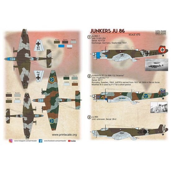 Decals for 1/72 Junkers JU 86