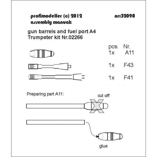 1/32 Douglas A-4 Skyhawk Gun Barrels w/Fuel Port for Trumpeter kits