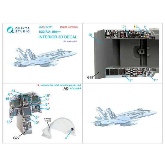 1/32 F/A-18A++ 3D-Printed & Coloured Interior on Decal Paper for Academy kits (small ver)