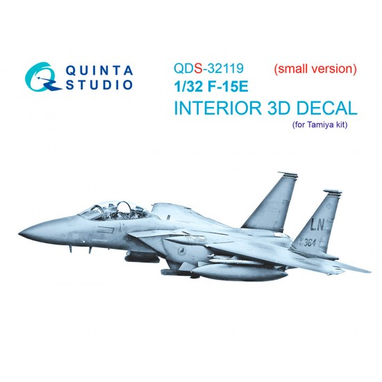 1/32 F-15E 3D-Printed & Coloured Interior on Decal Paper for Tamiya kits (small ver)