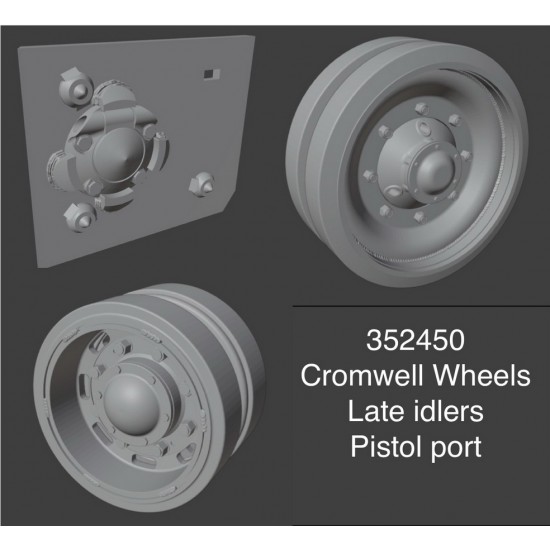 1/35 Cromwell Tank Wheels Late Idler & Pistol Port (pressed idler wheel)