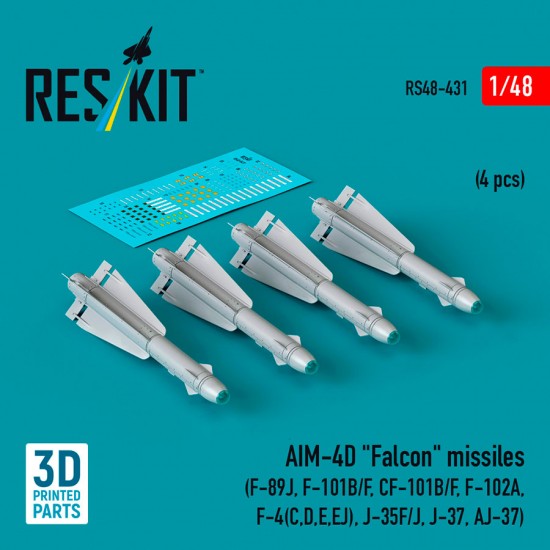 1/48 AIM-4D Falcon Missiles (4pcs) for F-89J, F-101B/F, CF-101B/F, F-102A, F-4