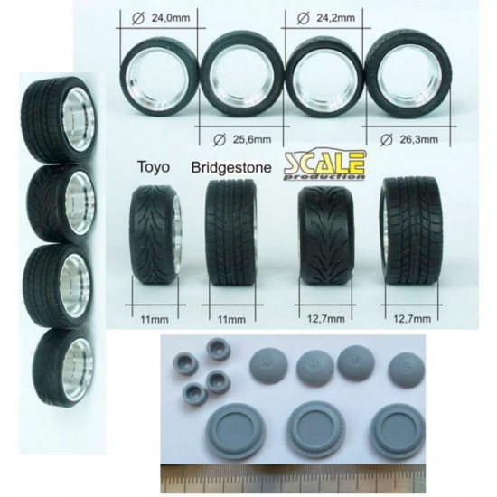 1/24 1/25 17 Smoothies (VW Beetle) Wheels #1 w/Bridgestone Tyres