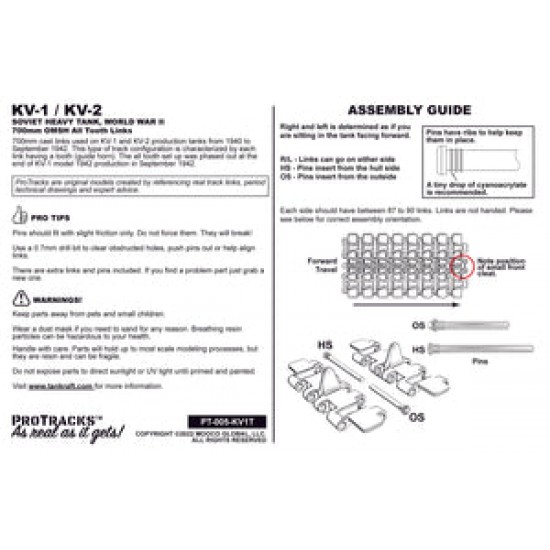 1/35 KV-1/2 Early 700mm OMSH All Tooth Links ProTracks for Tamiya #35372