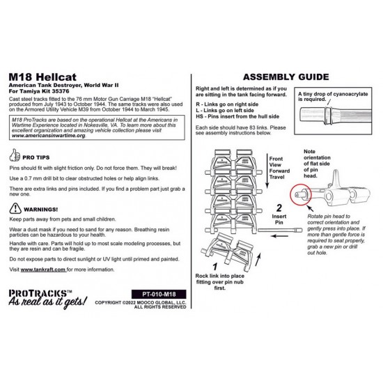 1/35 M18 Hellcat Cast Steel Tracks for Tamiya Kit #35376