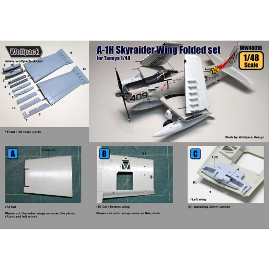 1/48 A-1 Skyraider Folding Wing set for Tamiya kit (16 Resin Parts)