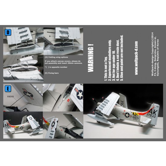 1/48 A-1 Skyraider Folding Wing set for Tamiya kit (16 Resin Parts)