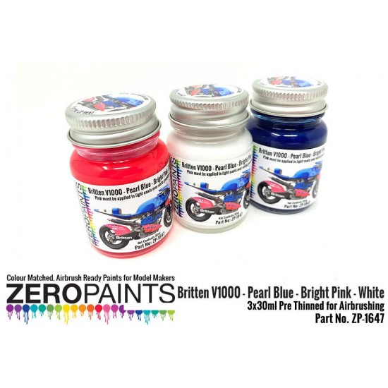 Britten V1000 - Pearl Blue - Bright Pink - White Paints (3x 30ml)