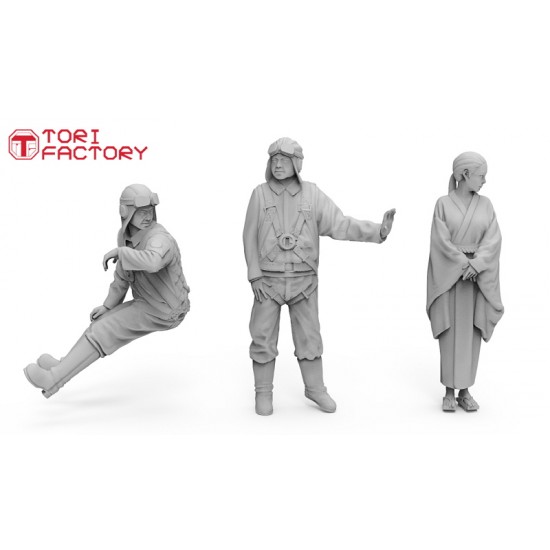 1/72 WWII Japanese Pilots & Woman (3 figures)