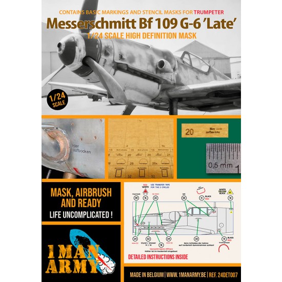 1/24 Bf 109 G6 Late Markings and Stencil Masks for Trumpeter kits