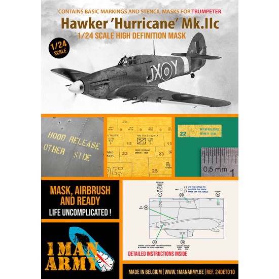 1/24 Hawker Hurricane Mk.IIc Markings and Stencil Masks for Trumpeter kits