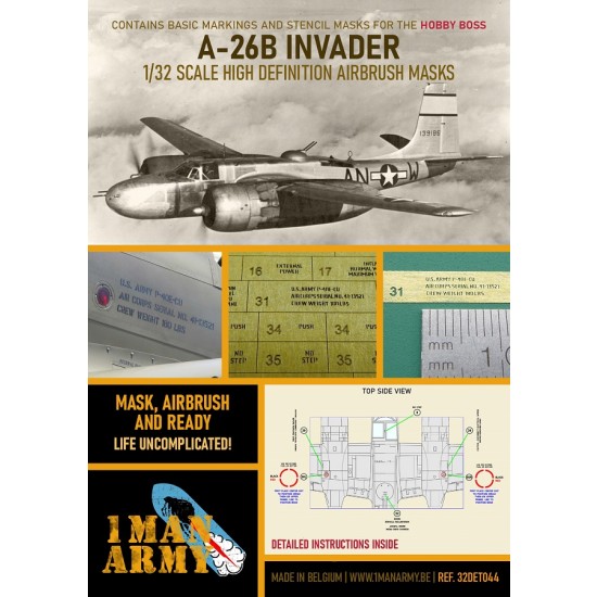 1/32 Douglas A26B Invader Paint Masking for HobbyBoss kits