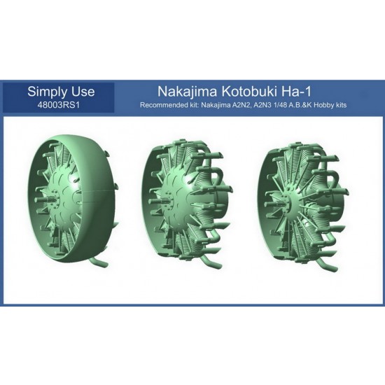 1/48 Nakajima A2N2/A2N3 Kotobuki Ha-1 Engine w/Exhaust Type #1 for A.B.&K kits