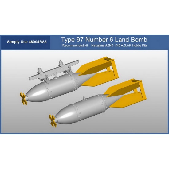 1/48 Nakajima A2N2 Type 97 Number 6 Land Bombs set for A.B.&K kits