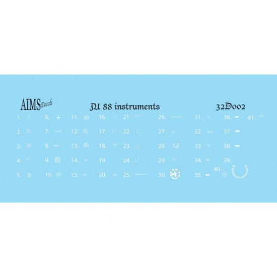 1/32 Junkers Ju-88A-1 Cockpit Instrument Decals for Revell kits