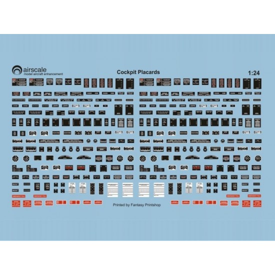 1/24 WWII Allied Cockpit Placards & Dataplates Decals