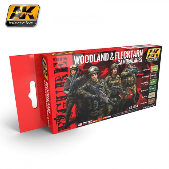 Figure Series Acrylic Paint Set - Woodland and Flecktarn Camouflages (6 x 17ml)