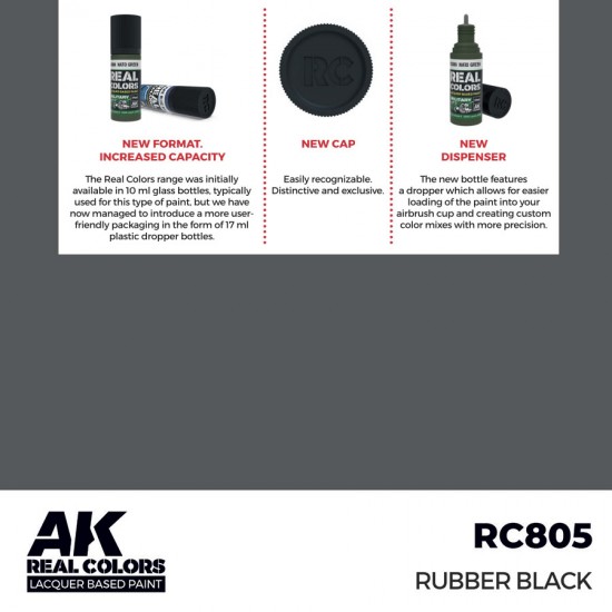 Real Colours Lacquer Based Paint - Standard #Rubber Black (17ml)