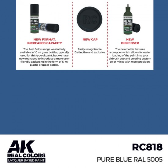 Real Colours Lacquer Based Paint - Standard #Pure Blue RAL 5005 (17ml)