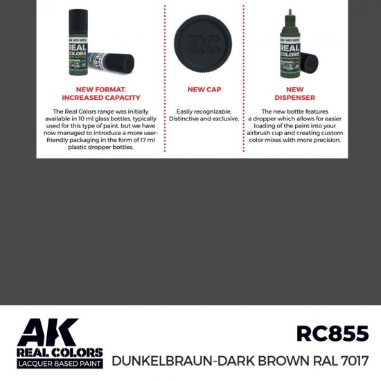 Real Colours Lacquer Based Paint - Military #Dunkelbraun-Dark Brown RAL 7017 (17ml)