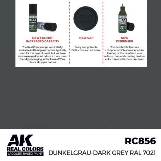 Real Colours Lacquer Based Paint - Military #Dunkelgrau-Dark Grey RAL 7021 (17ml)