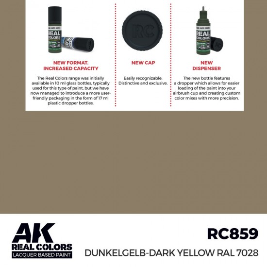 Real Colours Lacquer Based Paint - Military #Dunkelgelb-Dark Yellow RAL 7028 (17ml)