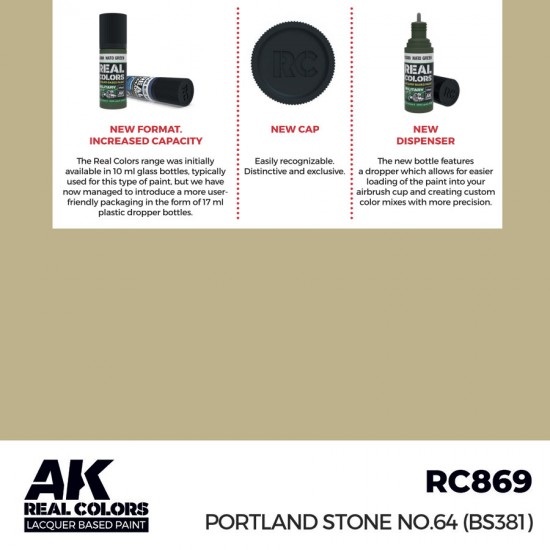 Real Colours Lacquer Based Paint - Military #Portland Stone No.64 (BS381) (17ml)