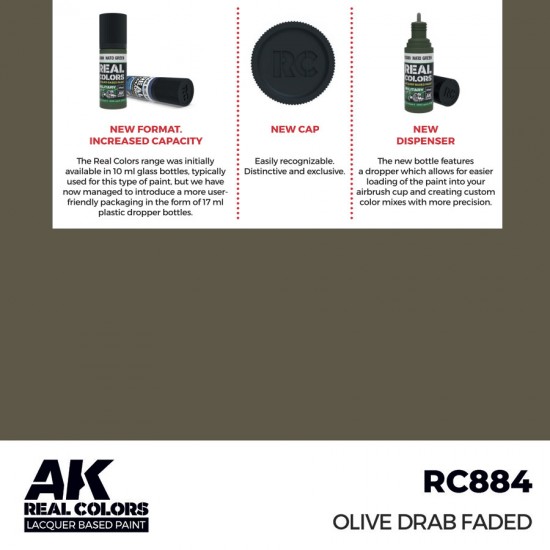 Real Colours Lacquer Based Paint - Military #Olive Drab Faded (17ml)