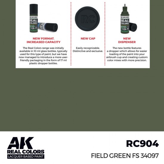 Real Colours Lacquer Based Paint - Military #Field Green FS 34097 (17ml)