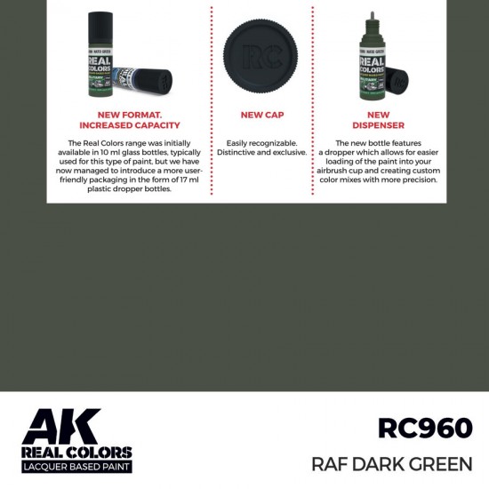 Real Colours Lacquer Based Paint - Military #RAF Dark Green (17ml)