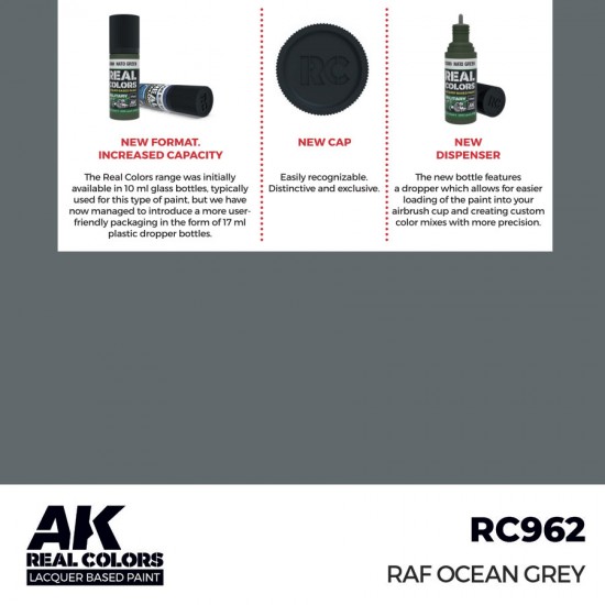 Real Colours Lacquer Based Paint - Military #RAF Ocean Grey (17ml)