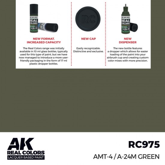 Real Colours Lacquer Based Paint - Military #AMT-4 / A-24m Green (17ml)