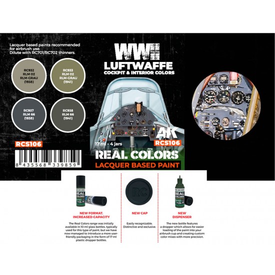 Real Colours Lacquer Based Paints set - WWII Luftwaffe Cockpit & Interiors (4x 17ml)