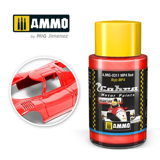 Cobra Motor Acrylic Paint - MP4 Red (30ml) for Mclaren MP4, Marlboro Racing