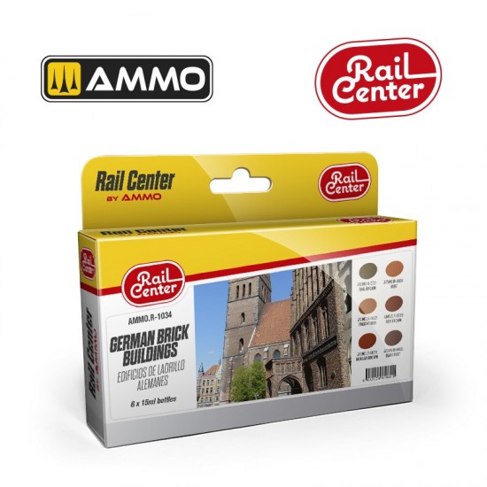 Rail Center Acrylic Colours Set - German Brick Buildings (6x 15ml)