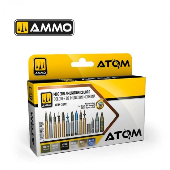 Acrylic Paints set - ATOM #Modern Amunition Colours (6 jars, each bottle: 20ml)