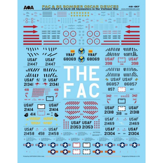 1/48 Vietnam War USAF/VNAF 0-2A/0-2B Skymasters FAC & BS Bomber Oscar Deuces for ICM kits