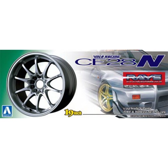 1/24 Volk Racing CE28N (Titanium Silver) Tyres & Wheels Set No.129 (19" Wheel)