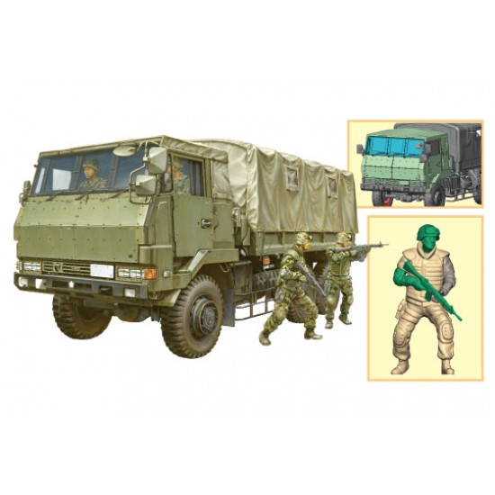 1/72 Japan Ground Self-Defense Force 3 1/2ton Truck Armour Reinforced Type w/4 Figures