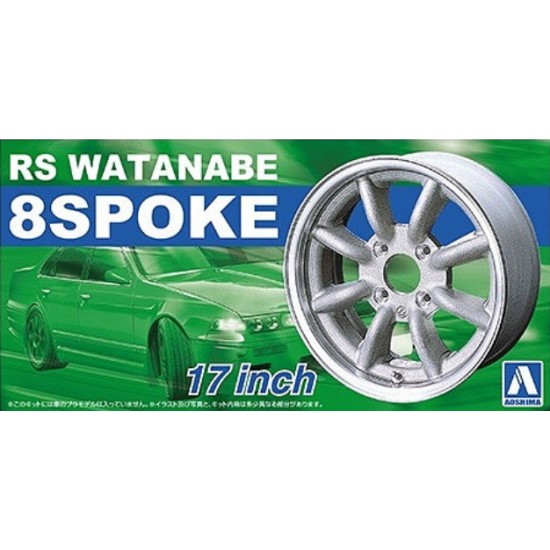 1/24 17inch RS Watanabe 8 Spoke Wheels and Tyres Set (4 Wheels + 4 Tyres)