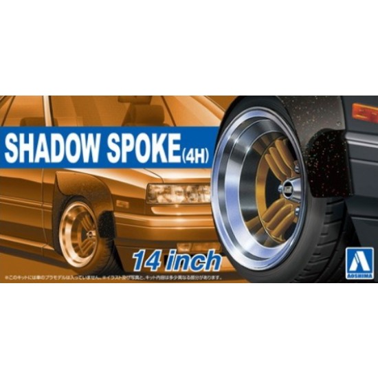 1/24 14inch Shadow-Spoke (4H) Wheels and Tyres Set 