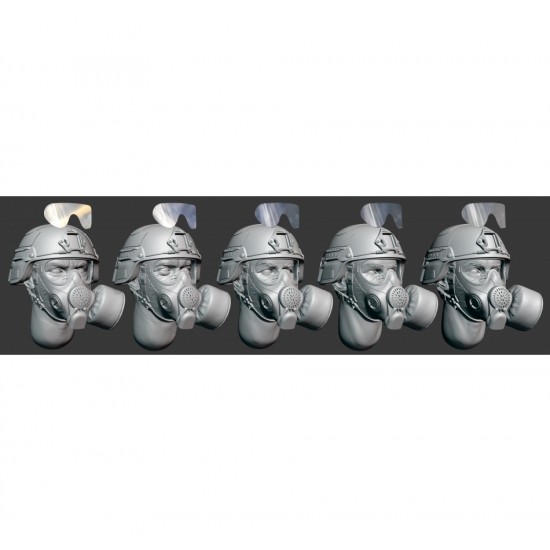 1/35 Russian Soldiers' Heads in Gas Masks Ver. 1 (5pcs)