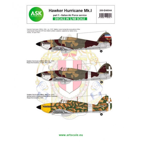 Decal for 1/48 Hawker Hurricane Mk.I part 1 - Italian / Jugoslavian AF