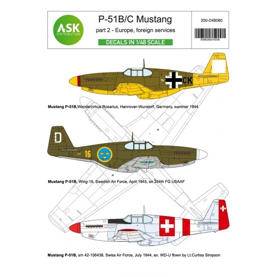 1/48 P-51B/C Mustangs Decal part 2 - Over Europe in Foreign Services