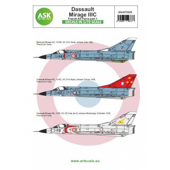 Decals for 1/72 Dassault Mirage IIIC French Air Force part 1