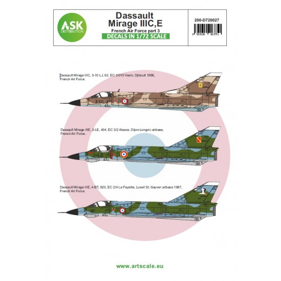 Decals for 1/72 Dassault Mirage IIIC/E French Air Force part 3