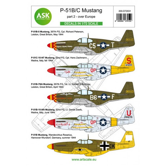 1/72 P-51B/C Mustangs over Europe in Foreign Services Decal