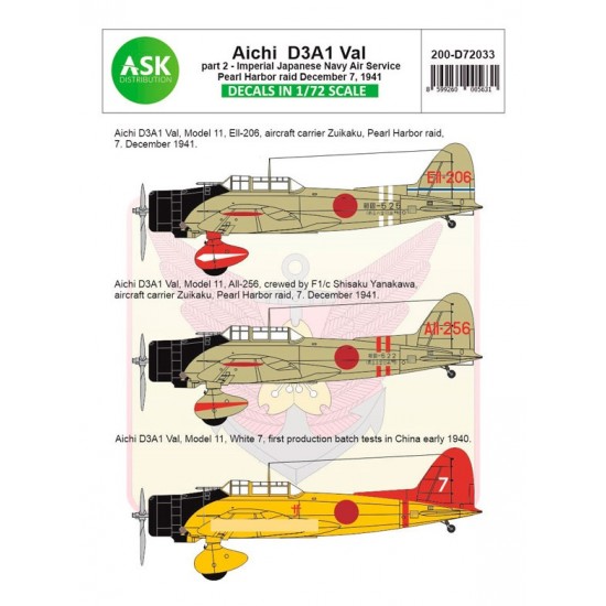 1/72 Aichi D3A1 Val Decal part 2 - Pearl Harbor Raid, 7. December 1941